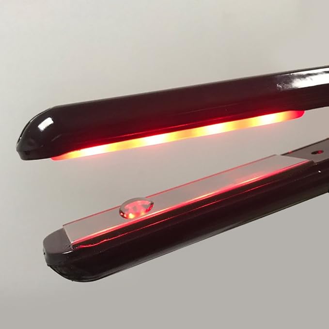 LCD Infrared Ultrasonic Keratin Cold Flat Iron Ceramic Heater Surface Hair Straightener for Damaged Hair With LCD Display Function (Black)