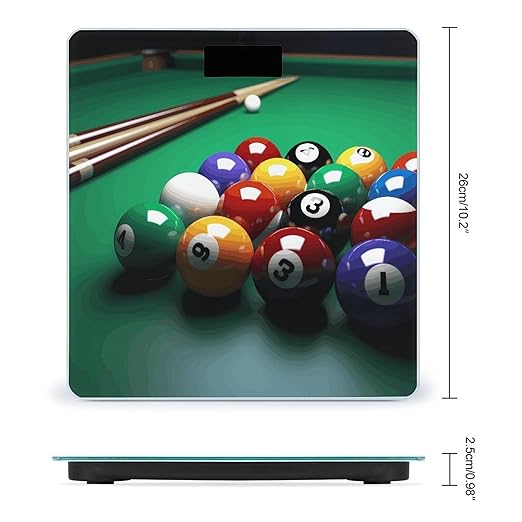 Billiards Scale for Body Weight Safe Rounded Corners Tempered Glass Digital Bathroom Scale LED Display 400lb Capacity Weight Scales with High Precision Sensors