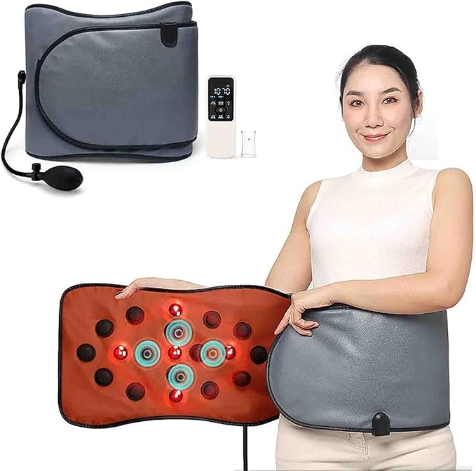 Heated Slimming Therapy Belt Electric Heating Massager Belt with Hot Compress Vibration Relieves Muscle Tension for Back Waist Shoulder Pain Relief Gifts for Women at Home.