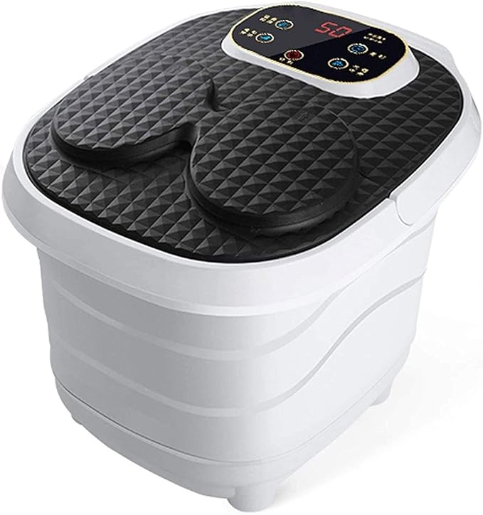 Foot Spa Bath Massager with Heat Bubbles 6 Massage Rollers Time &amp Temprature Control Foot Soak for Tired Feet Stress Relief Home Use Large Size for Soaking Feet