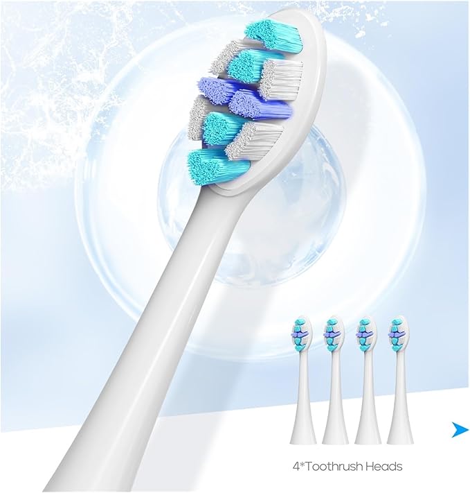 Compatible with Seago Electric Toothbrush Heads 12 Pieces Adult Toothbrushes 5 Modes Pressure Sensor IPX7 Waterproof with Holder C027(SG-C027-12PCS Pink)