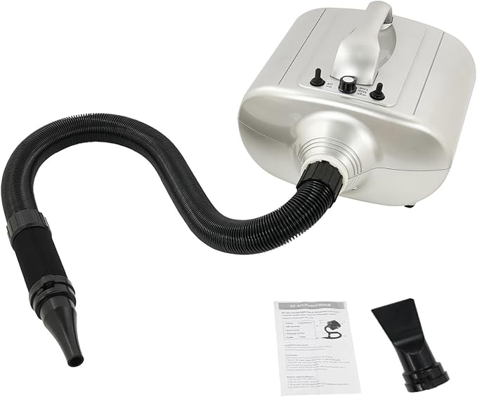 Pet Grooming Hair Dryer Dual Motor Pet Hair Dryer with Adjustable Heat Dog Dryer High Velocity High-Speed Grooming Blower for Dogs &amp Cats Low-Noise Portable for Home Use Silver