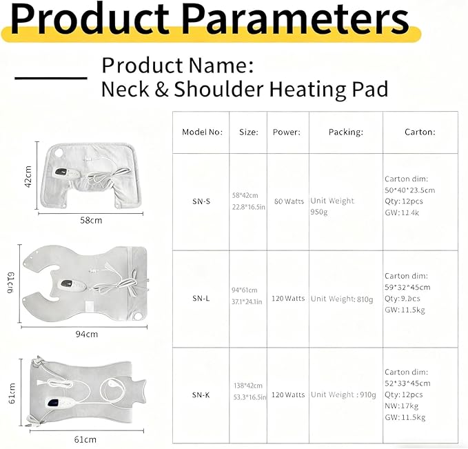 Weighted Heat Therapy Pad for Neck &amp Shoulders with Vibration - 3 for Deep Muscle Pain Relief Soothing Upper Back Comfort Machine Washable Ideal for Men &amp Women(Light GraySN-S)