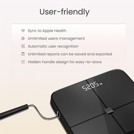 BodyPedia 8-Electrode Smart Scale for Body Weight Digital Bathroom Weighing Scale Analyzes 43 Metrics (BMI/Muscle/Fat) Body Composition Monitor Bluetooth Home User Health Equipment Sync Apps