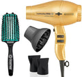 Turbo Power Twin Turbo 3900 Advanced Ionic &amp Ceramic Gold Hair Dryer with Miracle Large Detangling Brush Mint Green – Eco-Friendly Blow Dryer and Dual Bristle Brush for Smooth Frizz-Free Shiny H