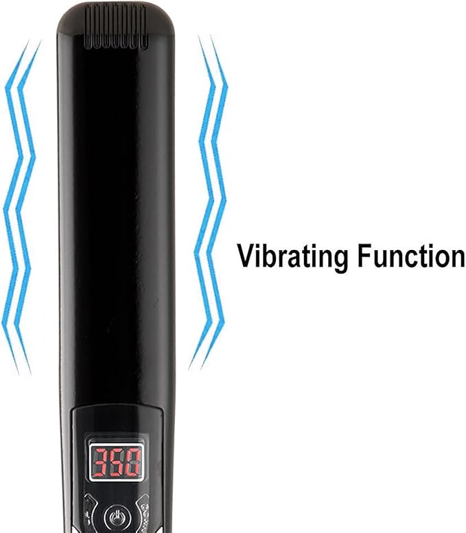 Protable Hair Straightener 2 in 1 Hair Care Flat Iron with LED Display Screen and Vibrating Function Adjustable Temperature Range and 30s Fast Heating Auto Shut-Off and Easy to Use for Home