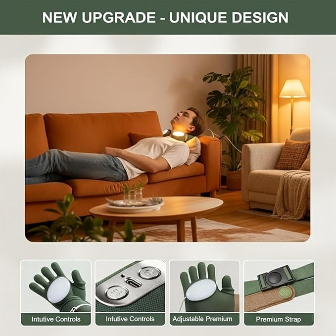 Neck Massager with Heat Bionic Heated Shoulder and Back Massager Simulated Human Palm Massage for Muscle Tension Relief Portable Wireless Shiatsu Massage Master