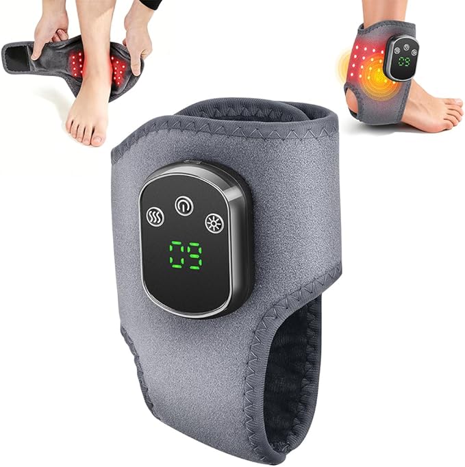 3 in 1 Foot Massager with Heat Red Light Triple Therapy Cordless Portable Ankle Massager 3 Vibration Modes 3 Heat Levels 5 Intensity Levels for Circulation Plantar Fasciitis (Pack of 1)