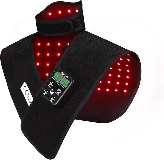 Cordless Red Light Therapy for Neck Shoulder Pain Relief 6000mAh Battery Portable Near Infrared Therapy Devices Wearable Wrap for Upper Back Neck Shoulders Body Muscle Relax Treatment Pad