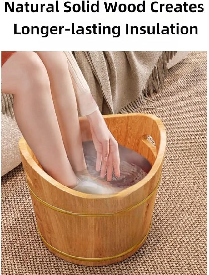 Solid Wood Foot Tub Wood Foot Wash Basin Solid Wood Handmade Soaking Basin Wood Spa Bucket for Massage Foot Bath Barrel Pedicure Soaking Feet Spa