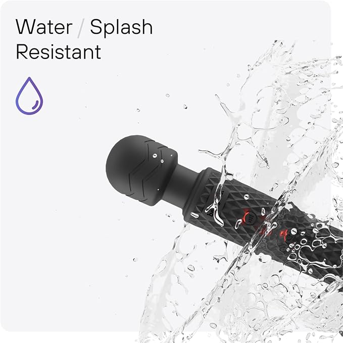 bed geek Handheld Cordless Personal Wand Massager – Waterproof USB Rechargeable 20 Vibration Patterns 8 Speeds Memory Feature Skin-Soft Silicone for Ultimate Relaxation Tool (Black)
