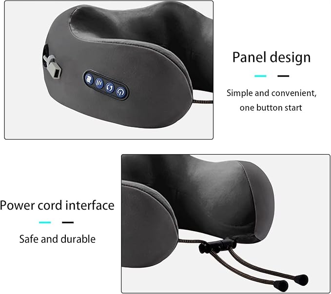 LIPPSY Neck Massager Travel Pillows U-Shaped Memory Foam Neck Pillows &amp Electric Massager for Muscle Shoulder Cervical Pain Stress Relief for Home Office Airplane (Black) (Color : Black)