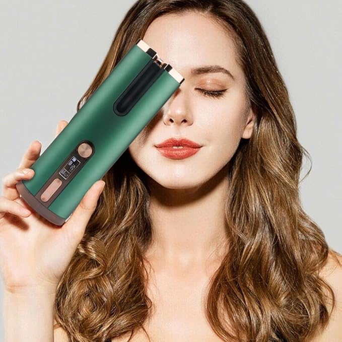 Automatic Curling Iron Hair Curling Iron for Hair Styling Cordless Auto Hair Curler with 6 Temps and Timers Auto Shut-Off Fast Heating Rechargeable Cordless Hair Curler (Black)