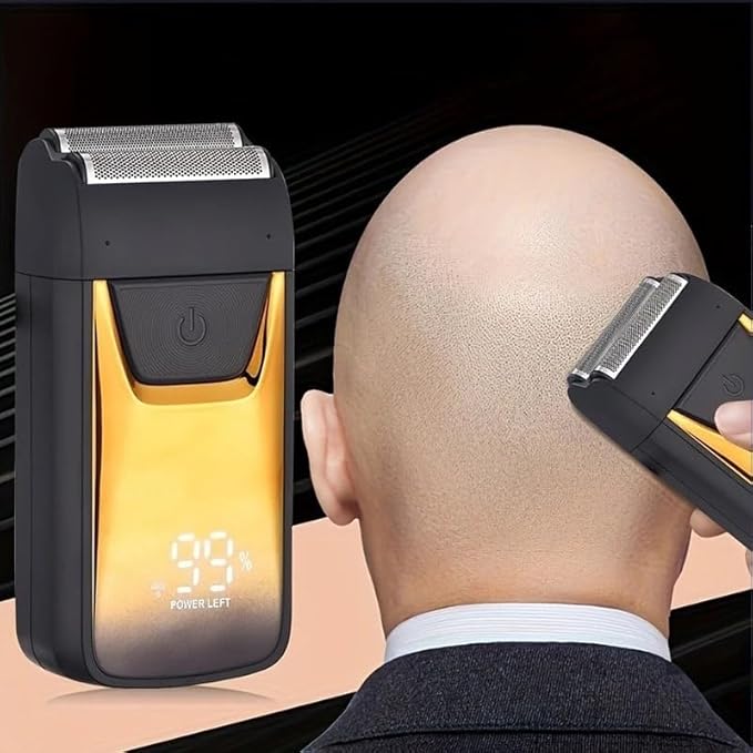 Men's Shaver Electric Shaving Machine Cordless Foil Shaver Bald Shaving Machine Hair Cutting Machine Men's Razor(Gold)