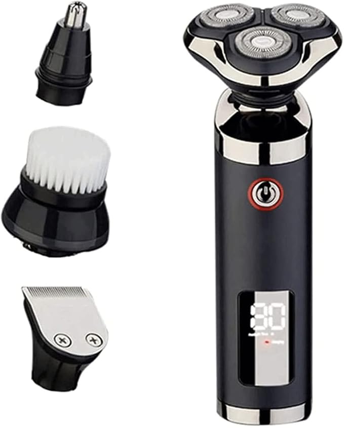 Electric Razor for Men 3D Rotary Design 4 in 1 Cordless Rechargeable Electric Shaver with Beard TrimmerWet &amp Dry Use