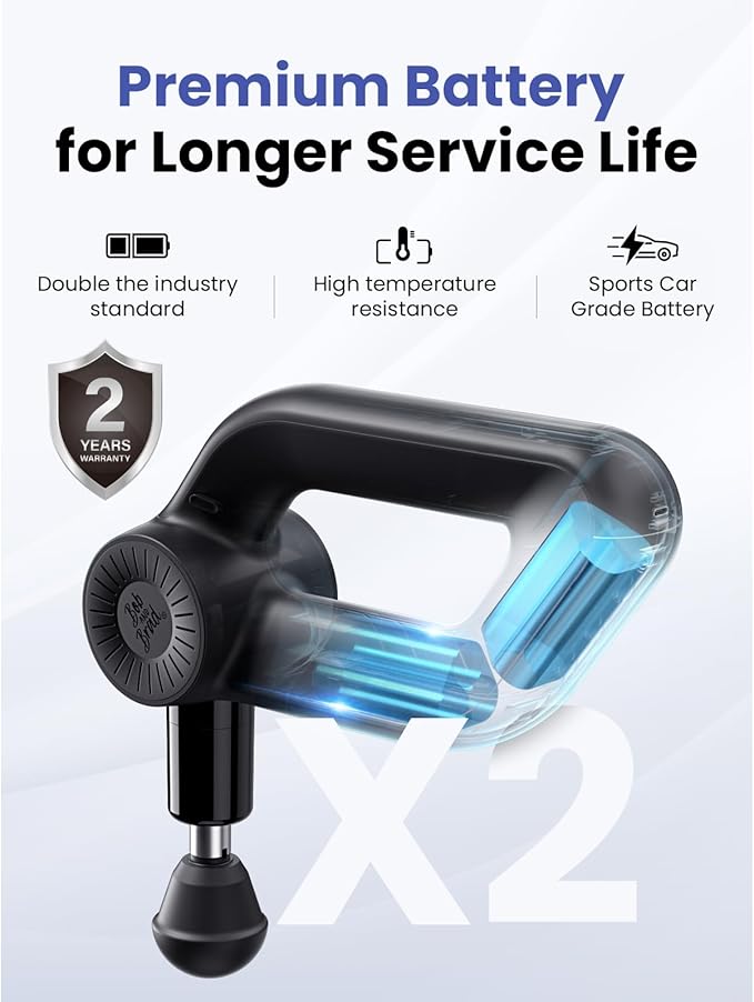 BOB AND BRAD D6 Pro Plus Massage Gun with Heat Deep Tissue Percussion with 16mm Amplitude Professional Muscle Massager Gun for Athletes Quiet Electric Handheld Massager