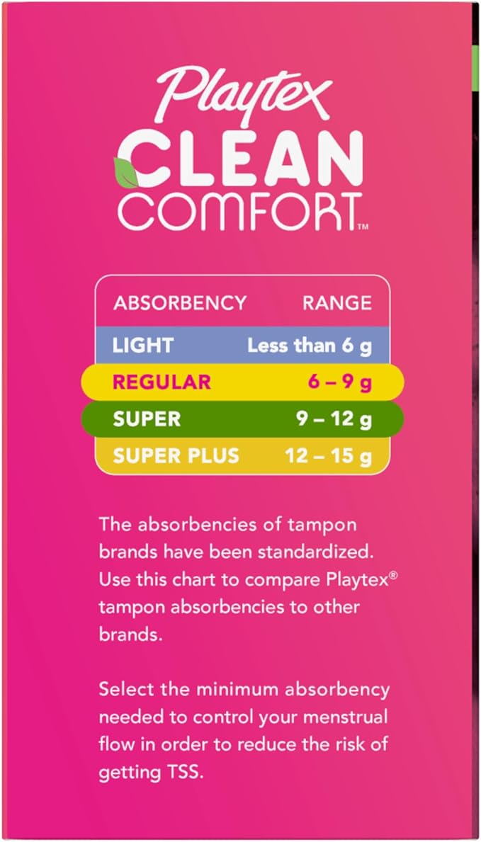 Playtex Clean Comfort Organic Cotton Tampons Super Absorbency Fragrance-Free Organic Cotton - 30ct