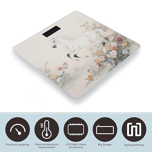 Elegant Horse Weight Scale Large Digital Bathroom Scales with Bright LED Display Non Slip Digital Scale and Step On Fashion Weighing Machine for Body