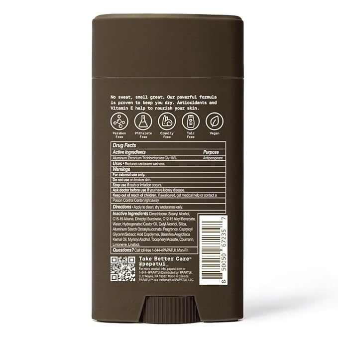 Papatui by Dwayne Johnson Triple Action Antiperspirant for Men | Sweat Control Odor Neutralizer &amp Skin Nourishing | Lush Coconut | 2.6 oz (Pack of 3)