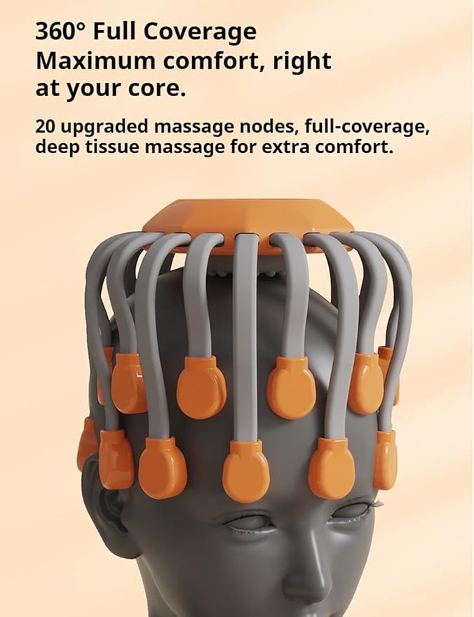 Head Massager Official Anti-Stress Massager for Migraines with 5 Modes &amp 3 Levels Adjustable 360° Cordless Touch Scalp Massager for Stress Relax &amp Sleep Aid (Black)
