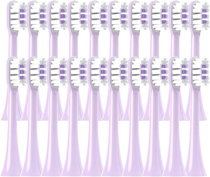 20/50/100PCS Copper Free Replaceable Brush Heads Compatible for X3/X3U/X5 Soft Bristle Mint/VanGo Green Sonic Nozzles No Metal(20Purple)