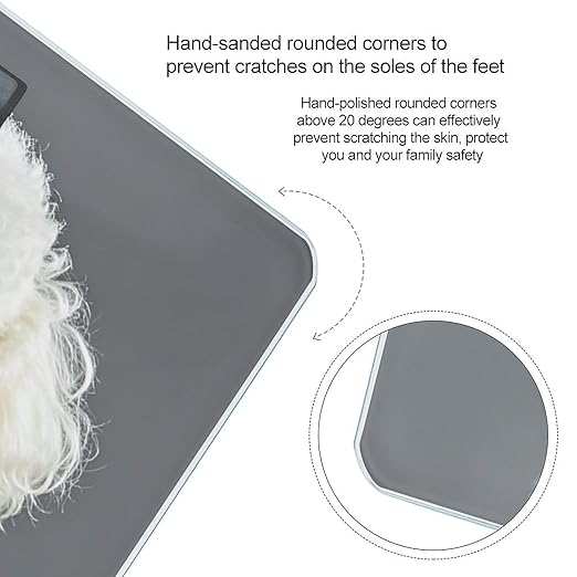 French Poodle Bathroom Scale Automatic Power On/Off Body Scales LCD Backlight Display Square Digital Scale Rounded Corners Bathroom Scales for Home Bedrooms