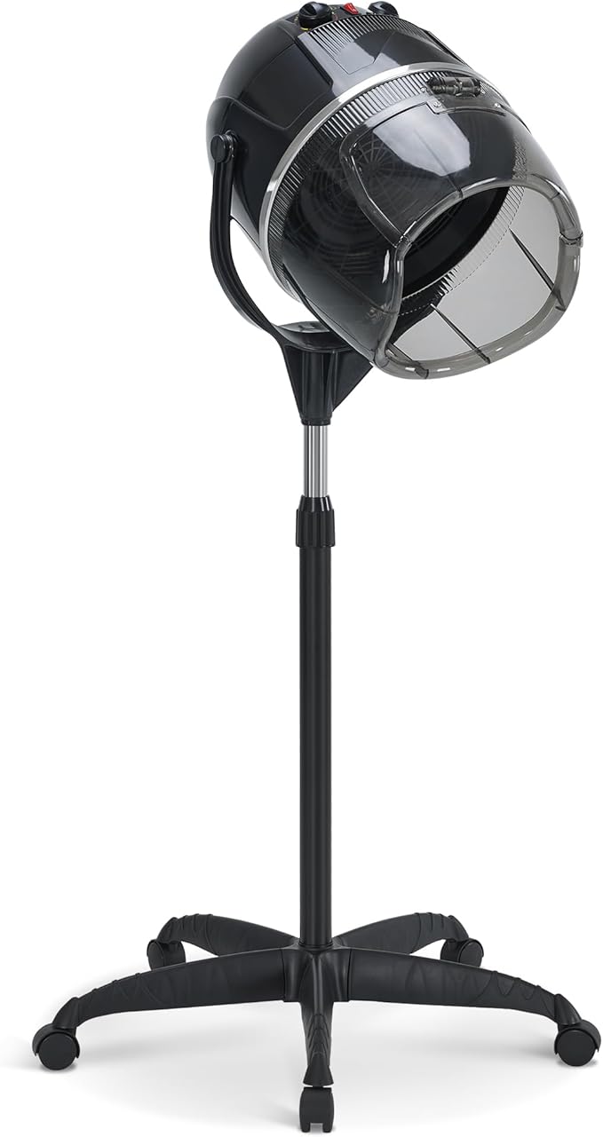 BarberPub 1300W Hooded Hair Bonnet Dryer with Stand Height Adjustable Floor Standing Rolling Base Beauty Salon Equipment with 360° Rotation VHD08