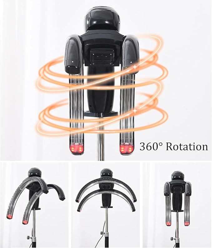 Jcgly Standing Hair Dryer 1200W Professional Orbiting Hair Color Processor with Rolling Base Sit Under Hair Dryer for Salon(Black)