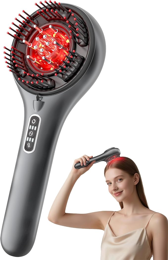 Morfone Upgrade 3 in 1 Electric Scalp Massager Brushes Hair Oil Applicator IPX7 Waterproof Scalp Massager Comb Cordless &amp Portable Adjustable Modes for Men Women (Gray)