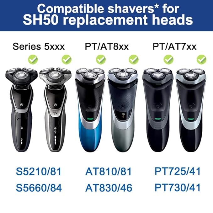 SH50 Replacement Heads For 5000 Shavers S5160 S5210 S5205 and S5370 3-pc Pack