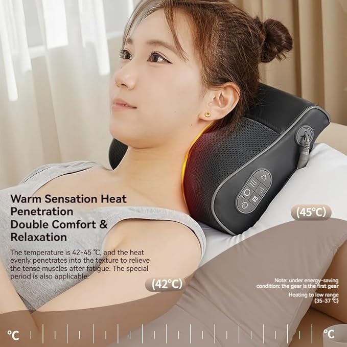 Shiatsu Back and Neck Massager with Heat - Electric Kneading Deep Tissue Massage Pillow for Relief Back Massage Gift for Mom and Dad