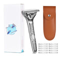 Magnetic Safety Razor for Men Smooth Single Blade Shave Easy Blade Change Stainless Steel Mens Face Razor Durable Blade Shavers for Men - Silver