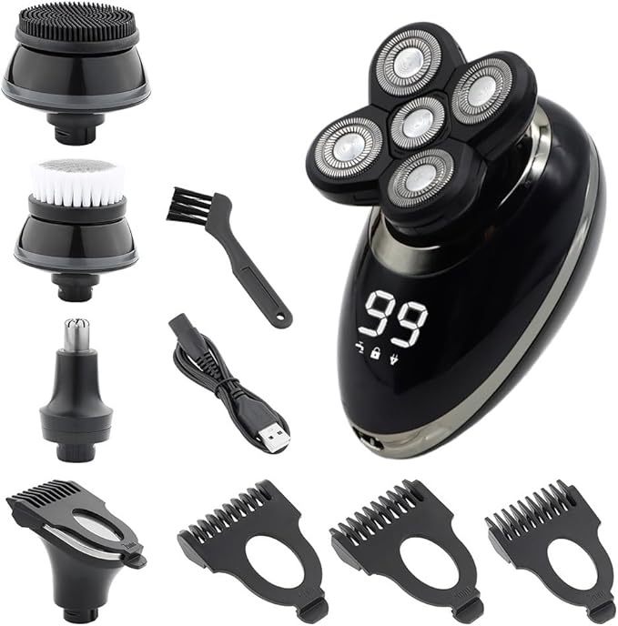 Head Shaver for Men 5 in 1 Men's Electric Shaver Portable Beard Trimmer Hair Clipper USB Rechargeable Waterproof LCD Bald Razor