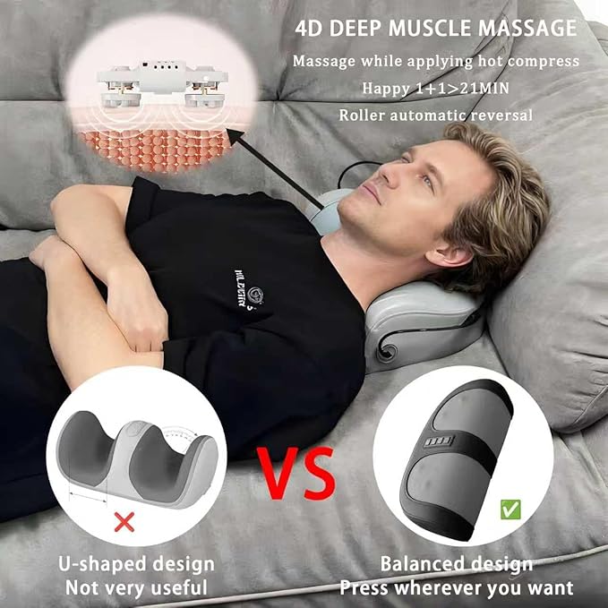 Foot Massager with Heatwith 3 Intensity Levels Shiatsu KneadingDual-Frequency Red Light 107.6°F Constant TemperatureIdeal for Feet Pain Relief at Home and Office (Black)