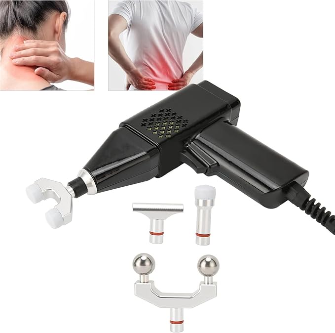 3-Level Chiropractic Adjustment Adjustment Tool Electric Spine Chiropractor Massage Gun Deep Tissue Percussion Muscle Massager(Black)