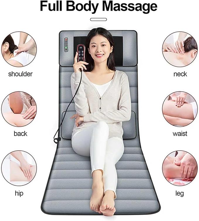 Full Body Massage Mat with Heat10 Motors Vibrating Full Back Massagers with 3 Heating Pads for NeckBackShouldersFull Body Massager for Neck and Back Muscle Relaxation