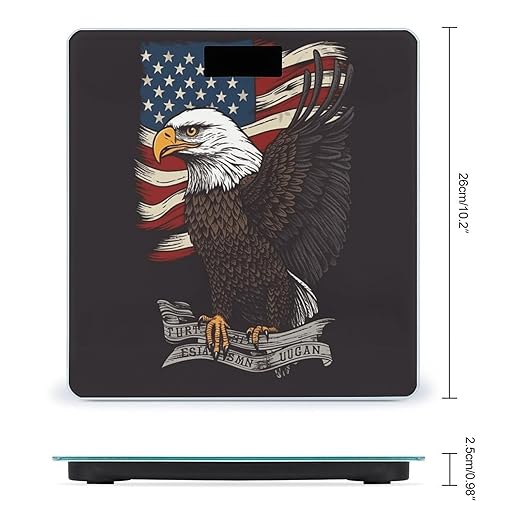 USA Patriotic Eagle with American Flag Bathroom Scale Large LCD Backlight Display Digital Scale Rounded Corners Body Scales Automatic Power On/Off Bathroom Scales for Home Bedrooms