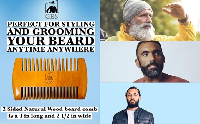 G.B.S Professional Beard Care Kit- Doppler Travel Bag Professional Trimming Scissor Multi-Side Natural Wood Comb Mustache Wax Beard Oil Beard Conditioner Beard Brush