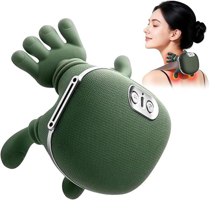 Neck Massager with Heat - Deep Tissue Shiatsu Electric Neck and Shoulder Massager with Fingers 4D Kneading Design for Pain Relief Cordless Masajeador De Espalda Y Cuello Portable for Travel