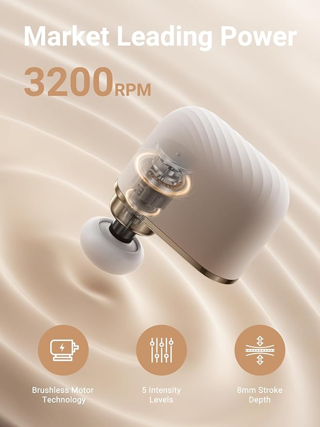 Modi Mini Massage Gun | Portable Powerful 3200RPM Handheld Massager | High Intensity Muscle Massager | Massage Gun Deep Tissue | Lightweight Percussion Body Massager Gun Relief | Airplane Safe