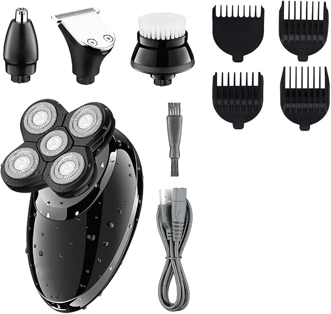 Head Shavers for Bald Men 4 in 1 Electric Shaver Beard Trimmer Razor Nose Trimmer Grooming Kit Waterproof Rechargeable Shaving Machine for Men