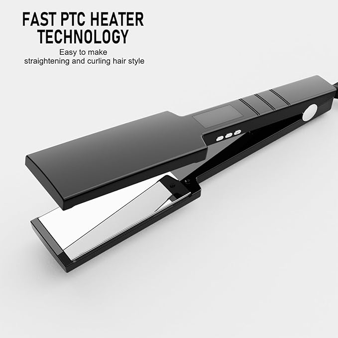 Ultra Wide Professional Hair Straightener Titanium Flat Iron with LCD Display 50-230°C Temperature Control 50x110mm Plates 360° Swivel Cord