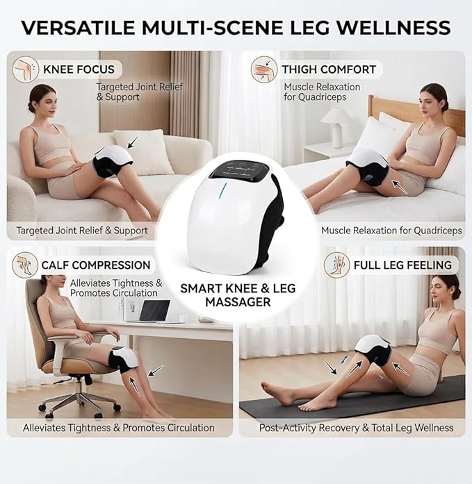 Morlit 360° Smart Warmth &amp Comfort Knee System - Rechargeable Wrap with Multi-Mode Touchscreen 4D Floating-Point Massage for Joint Ease &amp Daily Rejuvenation