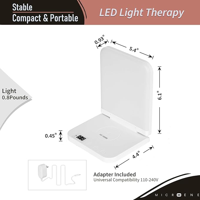 Light Therapy Lamp with Wireless Phone Charger Pad 2 in 1 10000 Lux Bright White UV-Free LED Anti-Glare 5 Adjustable Brightness Sunlight Lamp with Timer Energy Booster