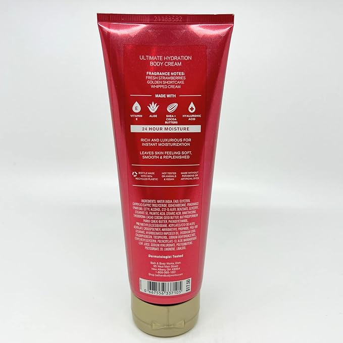 Bath &amp Body Works - Strawberry Pound Cake - 2 Piece bundle - Shower Gel 10 fl oz and Ultimate Hydration Body Cream 8 oz