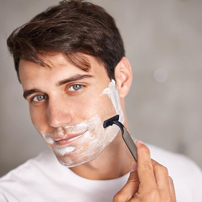 Disposable Razors in Bulk Bulk Razors with Knife Cap Grey Individually Packaged Disposable Razors Bulk with Shaving Cream for Hotels Homeless Nursing Homes Shelters Charities (pack-100)