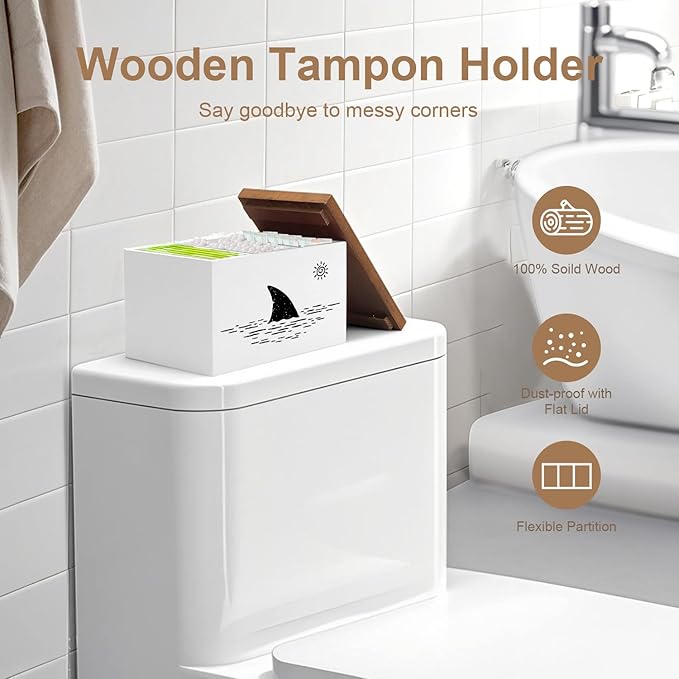 Tampon Holder for BathroomWhite Feminine Product OrganizerGirl Stuff Box for BathroomPad and Tampon Organizer for BathroomPad Holder for BathroomShark Week Bathroom OrganizerBathroom Accessories