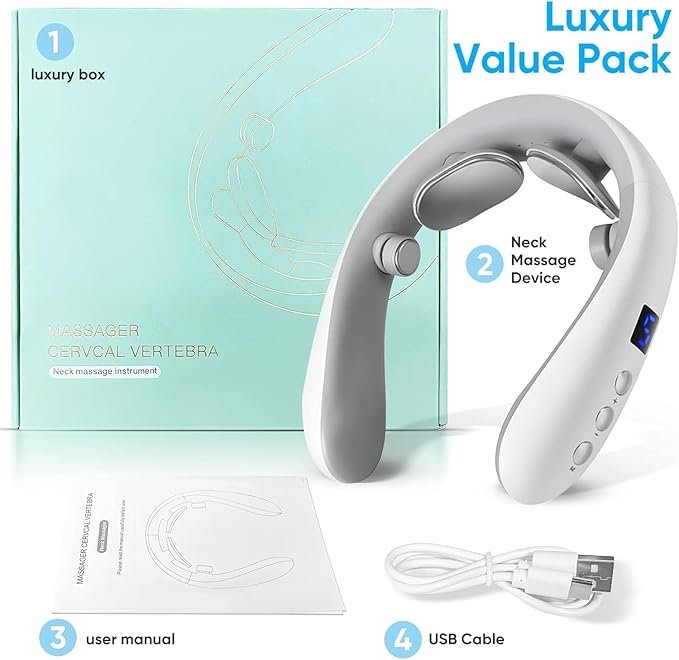 Neck Massager for Pain Relief Smart Electric Pulse Neck Massager with Heating Portable Deep Tissue Neck Massager Gift for Women Men