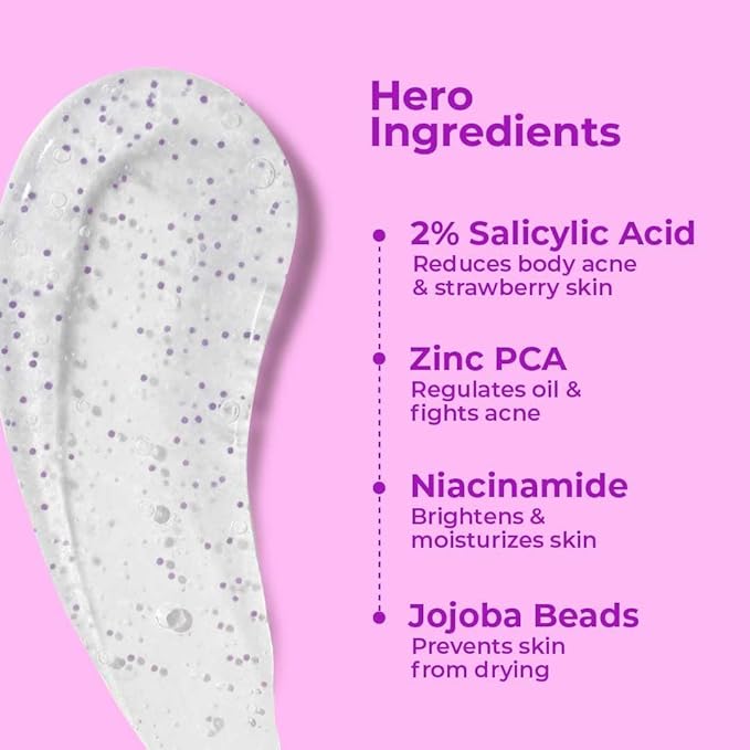 H.u.l.a Hoop Exfoliating Body Wash by F.oxtale | 2% Salicylic Acid + Zinc PCA | Reduces Body Acne Strawberry Legs &amp Tan | Exfoliates &amp Moisturizes to Reveal Smooth &amp Bump-free Skin | 250m