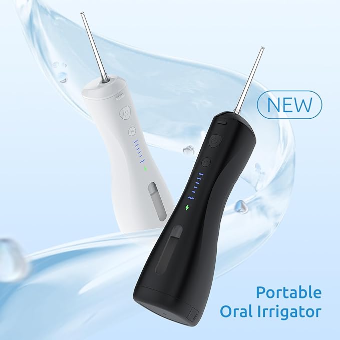 Water Flosser [Dental Cordless Portable] 6 Modes &amp IPX7 Waterproof Rechargeable Oral Irrigator Water Teeth Cleaner Floss Pick Home Use WaterFlossers for Braces Bridges/Gum Care (White)